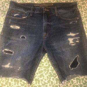 American Eagle Outfitters DISTRESSED DENIM JEAN SHORTS MENS Sz 33